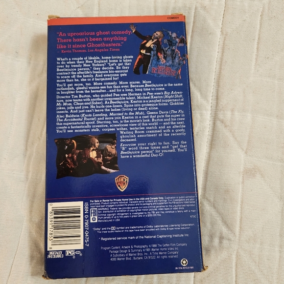 Beetlejuice VHS Tape - Picture 4 of 4